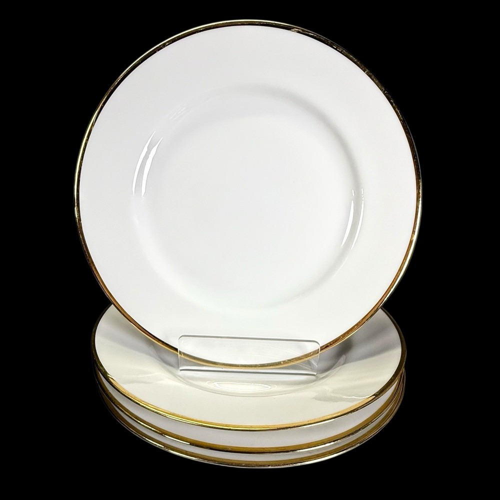 PIER 1 Gold Rim White 7.5" Salad Dessert Plates Set of 4